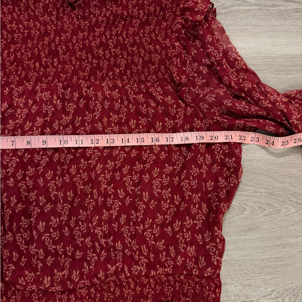 Free People Burgundy Floral Blouse - Picture 9 of 10